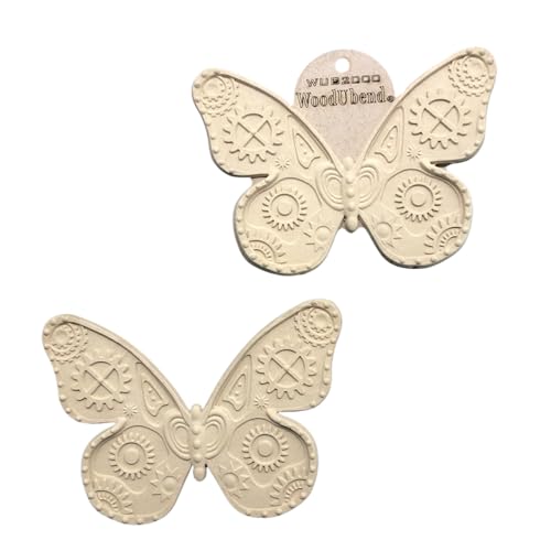 Woodubend WUB2000 Pack of 2 Butterflies 23x17.5cm Wood Appliques - Heat Bendable & Flexible Onlays - DIY Craft, Furniture & Home Decor - Easy to Apply & Paint - Versatile + Reusable - size: WUB2000