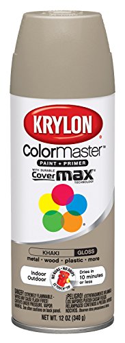 Krylon K05250407 ColorMaster Paint + Primer, Gloss, Khaki, 12 oz. - color: Khaki, size: 12 Ounce (Pack of 1), style: Gloss