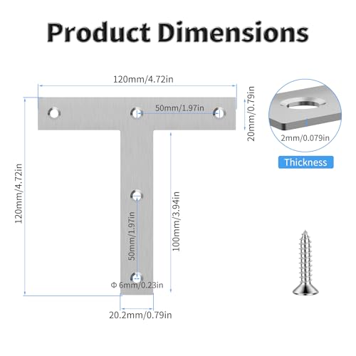 2pcs 120mm Flat T Shape Repair Mending Plate - size: 2Pcs 120 T Shape