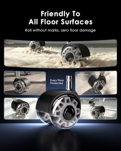 RidRed Office Chair Wheels,Smooth & Quiet Rollerblade Casters Wheels,Heavy Duty Support 700lbs Dual-Wheel Design,Gaming Desk Chair Wheel Replacement for Hardwood Floors and Carpet,2 Inch Universal Fit - color: Grey