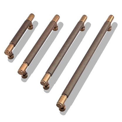 10 Pack Antique Brass Knurled Cabinet Pulls 4 Inch(102mm) Kitchen Cabinet Handles Cabinet Hardware Drawer Pulls - color: Antique Brass, size: 4" Hole Center