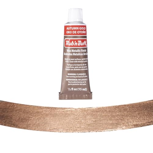 Rub n Buff Metallic Wax with Cotton Glove and 8" x 8" Cloth - Gilding Wax for a Smooth Adjustable Gloss Finish - Single 0.5oz/15ml Tube (Autumn Gold) - color: Autumn Gold