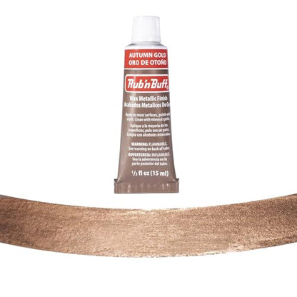 Rub n Buff Metallic Wax with Cotton Glove and 8" x 8" Cloth - Gilding Wax for a Smooth Adjustable Gloss Finish - Single 0.5oz/15ml Tube (Autumn Gold) - color: Autumn Gold
