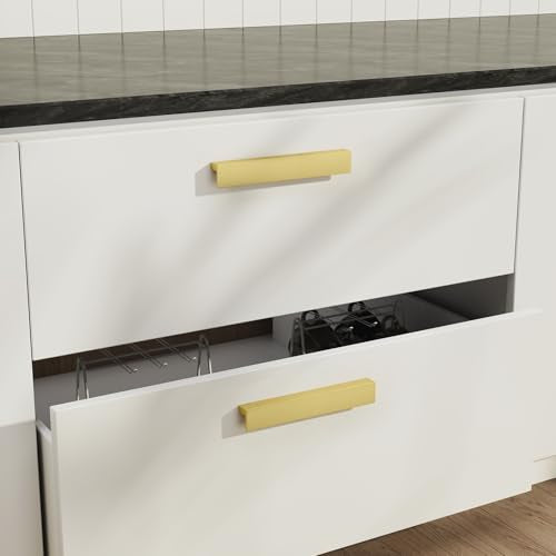 Peaha 10 Pack 7-9/16" Gold Cabinet Handles Finger Edge Pulls for Cabinets - color: Gold, size: 7-9/16" Hole Center