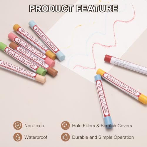 uxcell 20 Colors Wood Crayons, Wood Filler Sticks Furniture Scratch Repair - color: Color Series