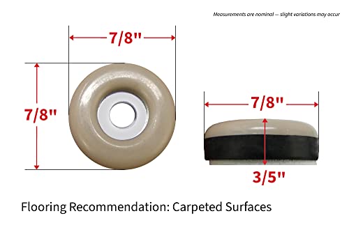 Shepherd SlideGlide 7/8" Round Adhesive Furniture Sliders for Carpet, Heavy-Duty Protective Furniture Moving Pads with Self-Adhesive or Screw-On Application, Set of 8, Beige - size: 0.875 inch