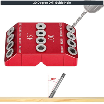 30°, 45°, 90° Angle Drill Guide Jig for Straight or Angled Holes 4 Sizes