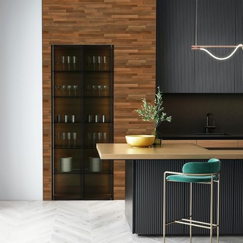 MelunMer Wood Peel and Stick Wallpaper Dark Brown Removable15.7” ×197” - color: Dark Brown, size: 15.7" x 197"