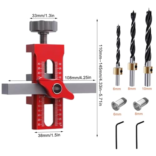 Cabinet Door Installation Jig, 2-in-1 Mounting Tool, Red - color: Red