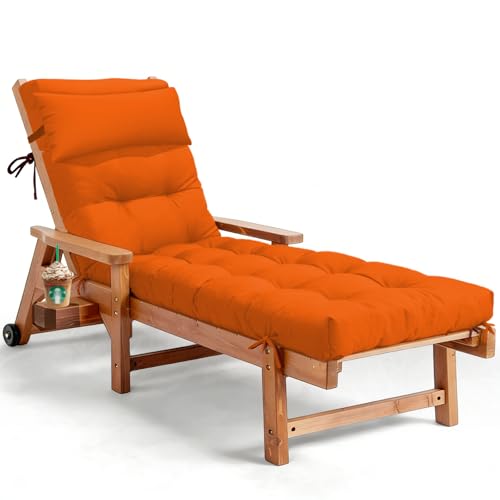 2 Pack 76 x 22 x 4.7" Waterproof Chaise Lounge Chair Cushion Outdoor Orange - color: Orange, size: 1 Pack