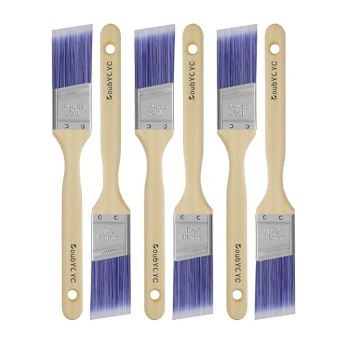 Paint Brushes - 6 Pack, 1.5" Angle Brushes, Paint Brush Set, Paint Brushes for Walls, Stain & All Oil Paints - Home Improvement - Interior & Exterior Use - color: 6-piece, size: 1.5"