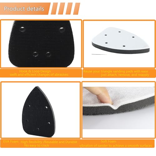 3pcs Mouse Detail Sanding Interface Pad 140mm*90mm 5 Holes Foam Interface Mouse Sander Sandpaper Backing Pad ﻿ - size: 5 Holes Mouse Interface Pad