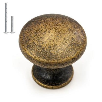 homdiy 30 Pack Antique Brass Round Solid Zinc Alloy Cabinet Knobs - color: Antique Brass
