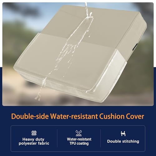 Favoyard Outdoor Patio Seat Cushions Set, 24 x 24 Inch, Waterproof, Beige - color: Beige, size: 24 x 24 x 4 In