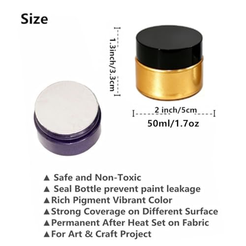 6 Jars Shimmer Metallic Acrylic Paint for Wood/Fabric/Art Craft 1.7oz/Jar - color: Metallic Acrylic Paints+Tools