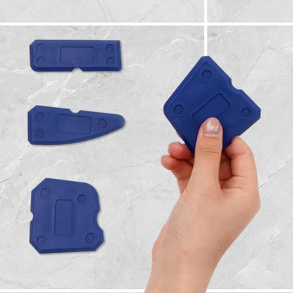 4Pcs Caulking Tools Kit, Silicone Joint Finishing Tools for Bathroom and Kitchen, Blue