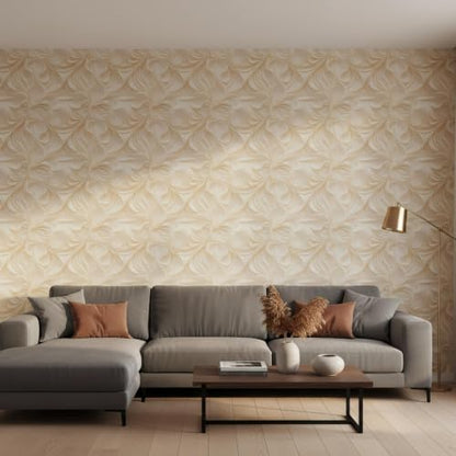 Peel and Stick Wallpaper Beige Brown Abstract Self Adhesive Removable - color: Cream, size: 17.7" x 78.7"