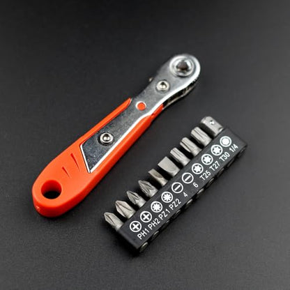 10-In-1 Angled Ratchet Screwdriver Set, 90 Degree Right Angle, Practical - color: Red