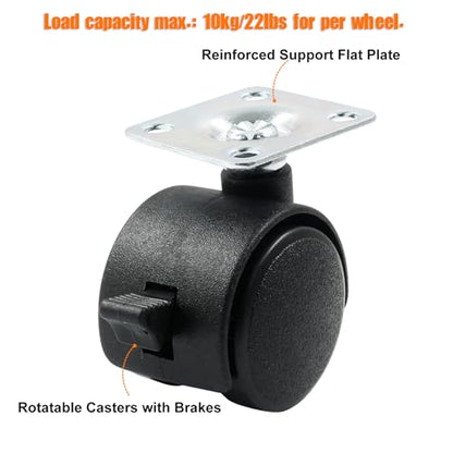 1 Inch Swivel Caster Wheels with Brake, Plate Caster, 4pcs - style: 1 Inch with Brake