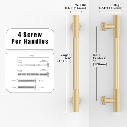 10 Pack Brushed Gold Cabinet Pulls 5 Inch(128mm) Kitchen Cabinet Handles Cabinet Hardware for Drawer Pulls - color: Brushed Gold, size: 5" Hole Center