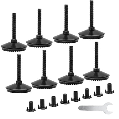 Black M8 Fixed Leveling Feet 8 Pack T-Nuts Wrench Incl - size: M8*50mm, 8Pcs