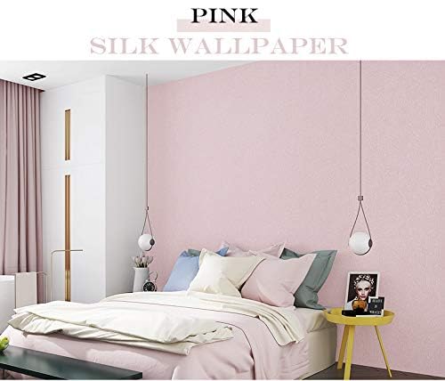 MelunMer Pink Silk Wallpaper Peel and Stick Removable Textured 15.7"x393" - color: Pink, size: 15.7" x 393"
