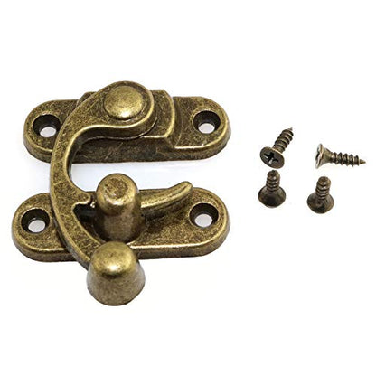 1 Pair Bronze Mini Swing Arm Clasp Latch Vintage Style Left Right Toggle Hasp Hook Metal Catch Curved Buckle - size: 42X37mm (Pack of 3)