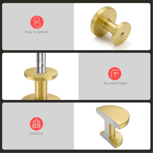 homdiy 30 Pack Gold Cabinet Knobs, Round Brushed Brass Dresser Knobs - color: Gold 1