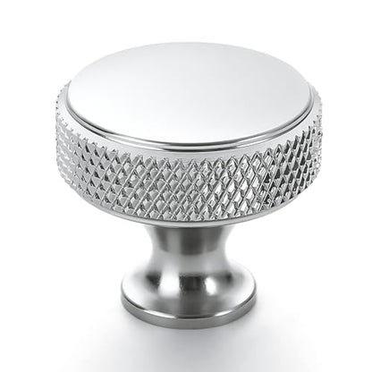 10 Pack Polished Chrome Knurled Cabinet Knobs Round Drawer Pulls - color: Polished Chrome