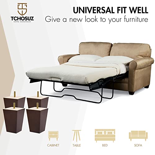 3 Inch / 8cm Wooden Furniture Legs, Set of 4 Solid Wood Mid-Century Modern Pyramid Replacement Feet, Square Sofa Legs with 5/16" Bolts & Anti-Slip Pads for Sofa Ottoman Table Dresser Walnut - color: Walnut, size: 3"/8cm