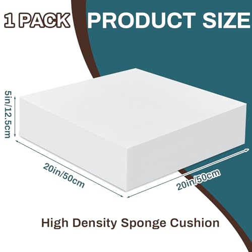 Frienda 1 Pack 5" x 20" x 20" Upholstery High Density Craft Foam, White - size: 5" X 20" X 20"
