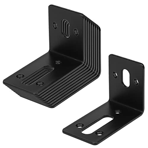 GBGS 10 Pack Black Slotted L Bracket,Adjustable Corner Braces,1/8" Thick