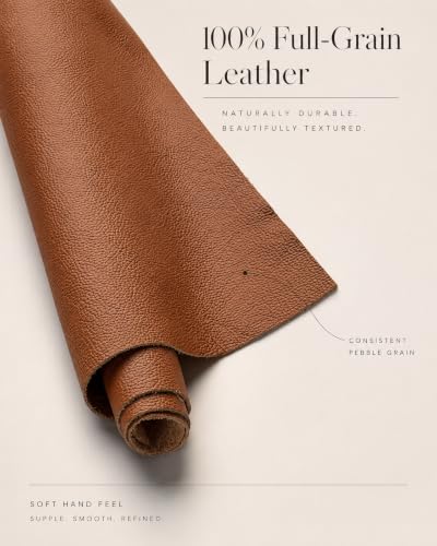 12'' x 24'' Genuine Full Grain Cowhide Leather Sheet — Soft Leather for Upholstery Repair, Handbags, Wallets, Sewing, Crafts, & DIY Projects — 1.1-1.3mm (3oz) Pre-Cut (Cognac Brown, 1 Piece) - color: Cognac, size: 1 Piece