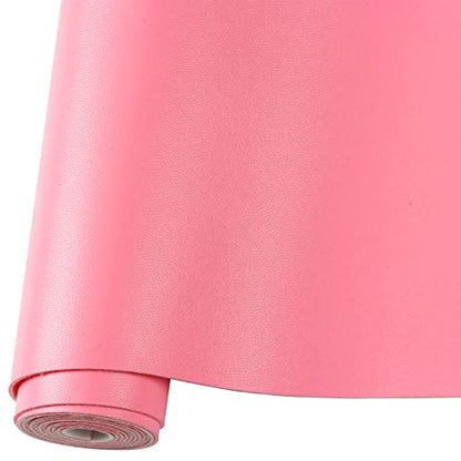Smooth Solid Color Faux Leather Sheets Roll 12"X53" (30cmX135cm),Very Suitable for Making Crafts, Leather Earrings, Bows,Sewing (Pink) - color: Pink