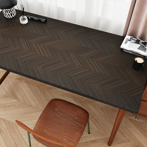 Dark Wood Grain Contact Paper Peel and Stick Chevron Wood Self Adhesive Wallpaper for Living Room Kitchen Wood Contact Paper for Cabinets Countertops Drawers Shelves Wood Vinyl Wrap 17.7" x 120" - color: Dark Herringbone