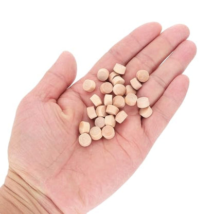 uxcell 56Pcs Wood Button Plugs, 8mm/0.31" Flat Head Hardwood Screw Hole Plug Wooden Caps Buttons Wood Plug for Furniture Woodworking Craft Decor (9mm x 8mm) - size: 9x8x6mm