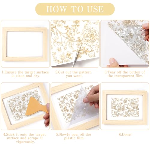 4 Pcs Large Chinoiserie Floral Rub-On Transfers for Furniture & Crafts - style: Chinoiserie Floral