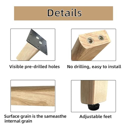 QLLY 30 Inch Solid Wood Table Legs, Wood Furniture Replacement Leg, Natural - color: Natural, size: 30"