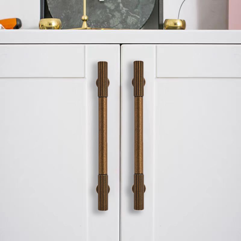 10-Pack 3 Inch Hole Center Antique Brass Cabinet Pulls Solid Heavy Duty Cabinet Pull is Suitable for Drawers Dressers Handles Kitchens Bathroom cabinets - color: Antique Brass, size: 3 Inch(76mm) hole center