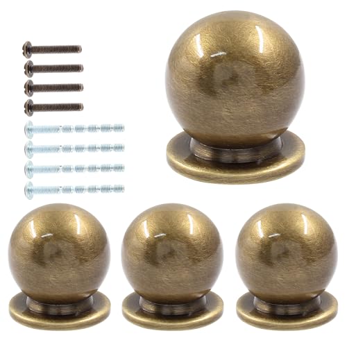 Jiozermi 4 Pack Mini Round Solid Brass Knobs, 1 Inch, Bronze - color: Bronze, size: 1 Inch(25mm)