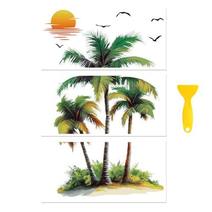 Peacoblue Palm Tree and Sunset Rub On Transfers for Furniture Craft 6"x12" - style: Palm Trees and Sunset