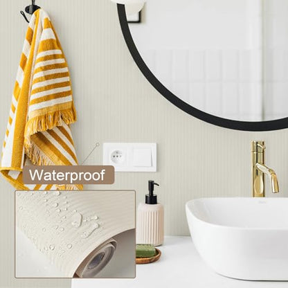 Beige Textured Peel and Stick Wallpaper, Modern, Neutral, 118"x15.7" - color: Matte Beige, size: 15.7" x 118"