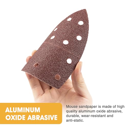 50 PCS Mouse Sander Sandpaper for Mouse Sander 11 Hole Detail Sandpaper Sanding Paper 120 Grit Hook and Loop Sander Pads Triangular Sanding Sheets Abrasive Sanding Paper - style: 11 hole 50PCS 120Grit
