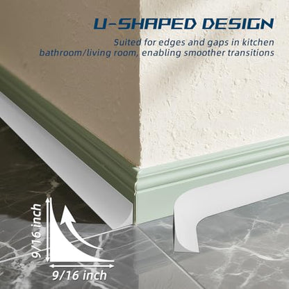 Flexible Quarter Round Molding Trim - Peel and Stick Silicone Caulk Strip - color: White, size: 472 Inch