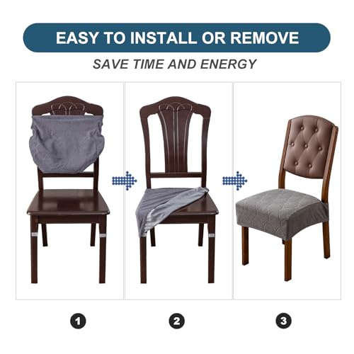 Waterproof Stretch Dining Chair Seat Covers, Set of 6 Med Gray - color: Med Gray, size: 16-20in-Rear-gapped