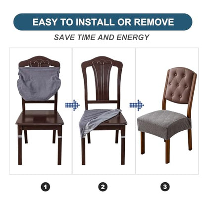 Waterproof Stretch Dining Chair Seat Covers, Set of 6 Med Gray - color: Med Gray, size: 16-20in-Rear-gapped