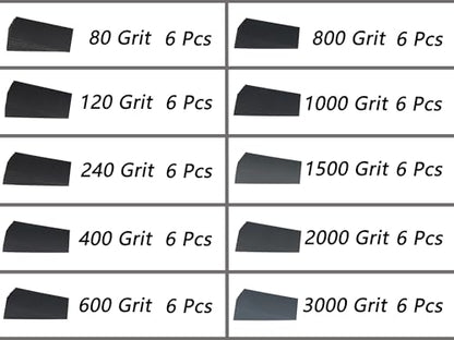 60 Pcs 9x3.6 Inch 10 Grit Mixed Packing Wet and Dry Sandpaper Sheets, Woodworking Furniture/Automobiles/Metal/Lacquer Polishing Sanding Sheets, 80/120/240/400/600/800/1000/1500/2000/3000 Grit - style: Mix 80-3000 Grit