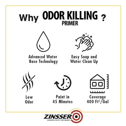 Zinsser 307649 Odor Killing Primer, 5 Gallon, Clear - size: 640 Fl Oz (Pack of 1)