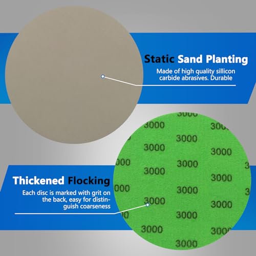 VIBRATITE 3000 Grit 5 Inch Hook & Loop Sanding Discs, 70PCS - size: 5 Inch (3000 Grit)