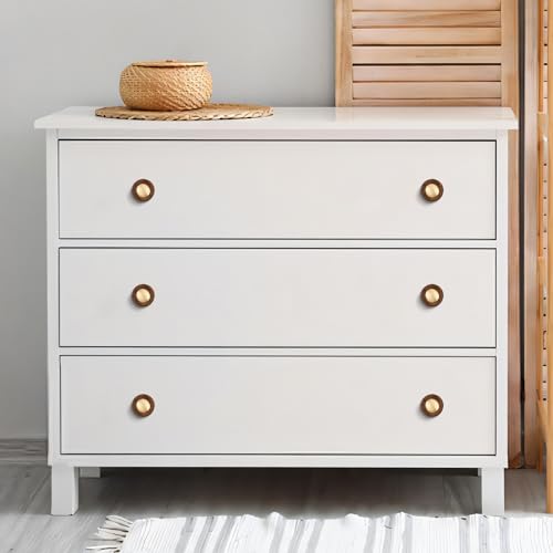 SALISENG- Wooden Brass Cabinet Drawer Knobs 5 Pack, 1.1 Inch Dresser Drawer Vanity Pulls, Modern Furniture Door Hardware Pulls for Cupboard Closet Wardrobe